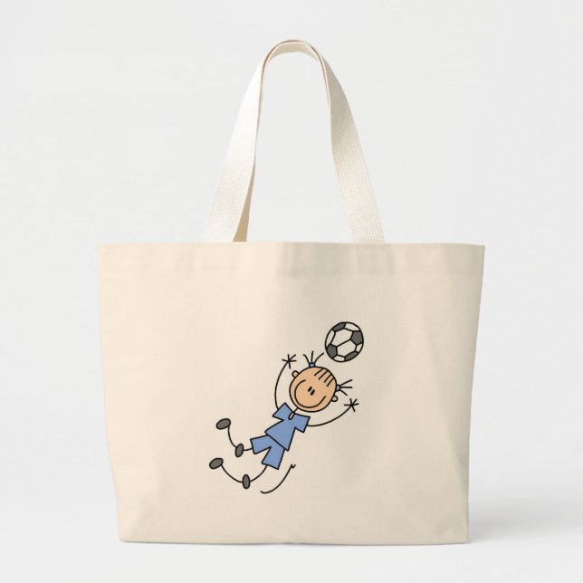 Bolsa Tote Grande Saco azul do futebol das meninas (Frente)