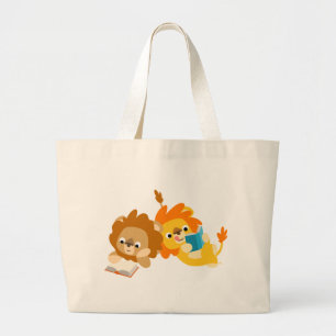 Bolsa Tote Grande Saco bonito dos leitores do leão dos desenhos