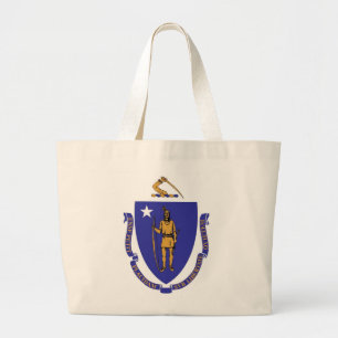Bolsa Tote Grande Saco com a bandeira do estado de Massachusetts -