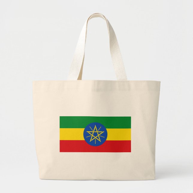 Bolsa Tote Grande Saco com bandeira da Etiópia (Frente)