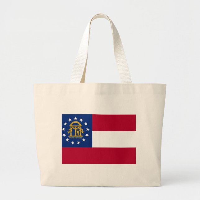 Bolsa Tote Grande Saco com bandeira do Estado da Geórgia - EUA (Frente)