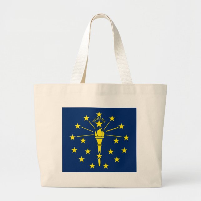 Bolsa Tote Grande Saco com Bandeira do Estado de Indiana - EUA (Frente)