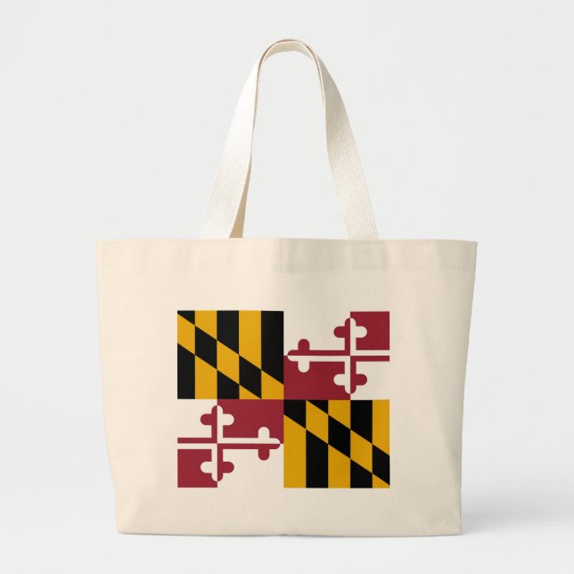 Bolsa Tote Grande Saco com Bandeira do Estado de Maryland - EUA (Frente)