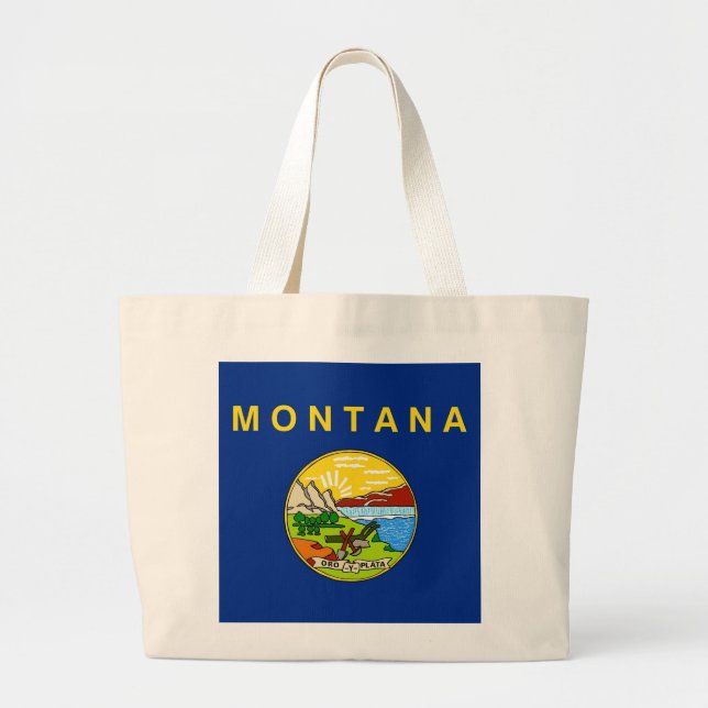 Bolsa Tote Grande Saco com bandeira do Estado de Montana - EUA (Frente)