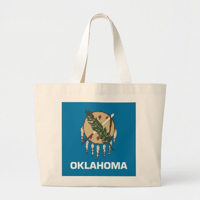 Bolsa Tote Grande Saco com Bandeira do Estado de Oklahoma - EUA (Frente)