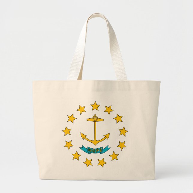 Bolsa Tote Grande Saco com bandeira do Estado de Rhode Island - EUA (Frente)