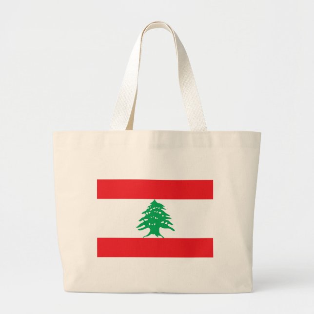 Bolsa Tote Grande Saco com bandeira do Líbano (Frente)
