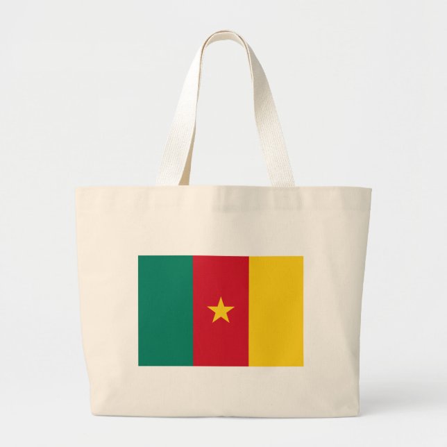 Bolsa Tote Grande Saco com Bandeira dos Camarões (Frente)