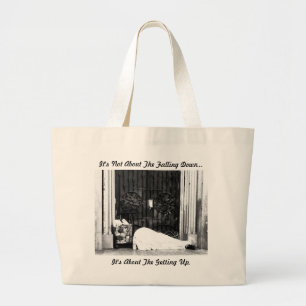 Bolsa Tote Grande Saco com citação inspiradora.