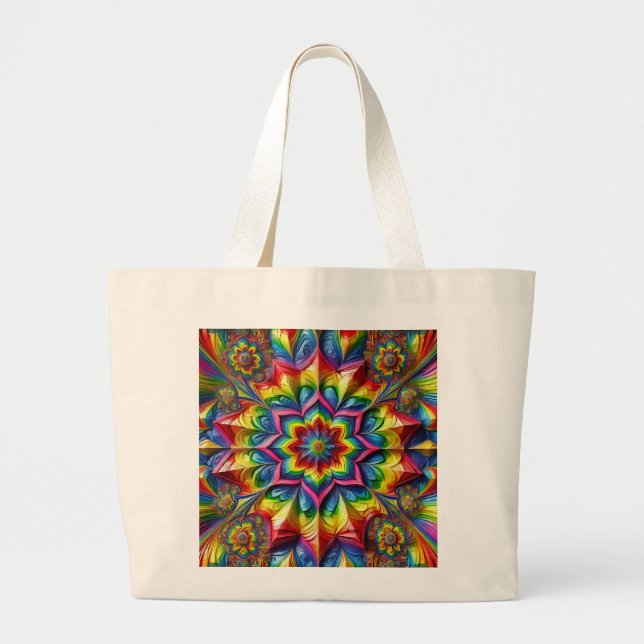 Bolsa Tote Grande Saco com Design de cores LGBT (Frente)