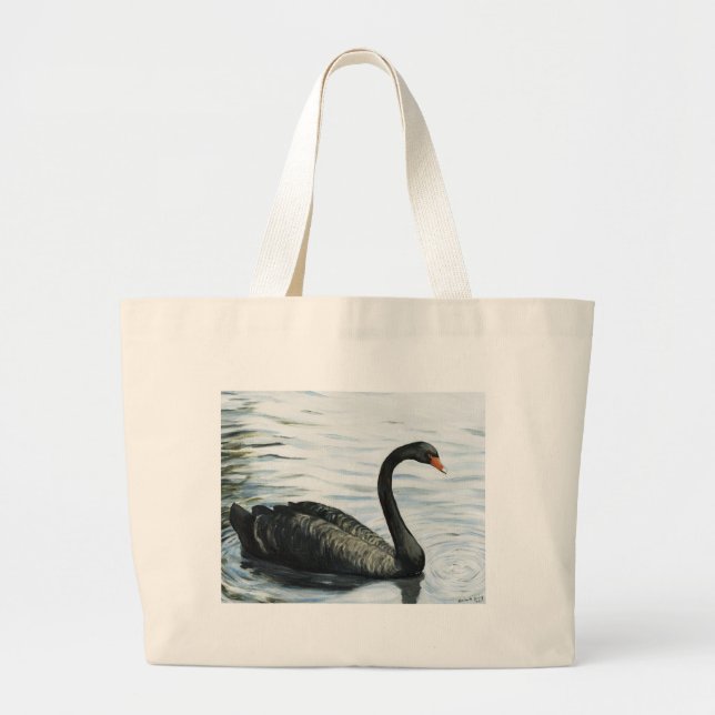 Bolsa Tote Grande "Saco da arte do pássaro da cisne preta" (Frente)