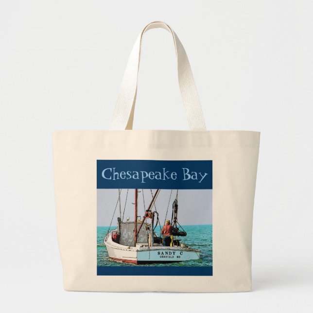 Bolsa Tote Grande Saco da baía de Chesapeake (ostra) (Frente)