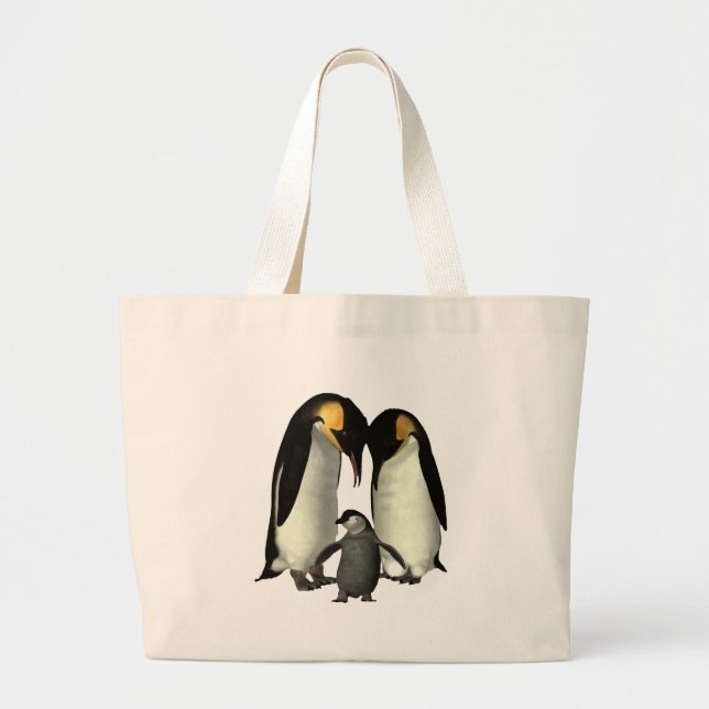 Bolsa Tote Grande Saco da família do pinguim (Frente)