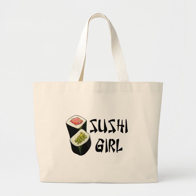 Bolsa Tote Grande Saco da menina do sushi (Frente)