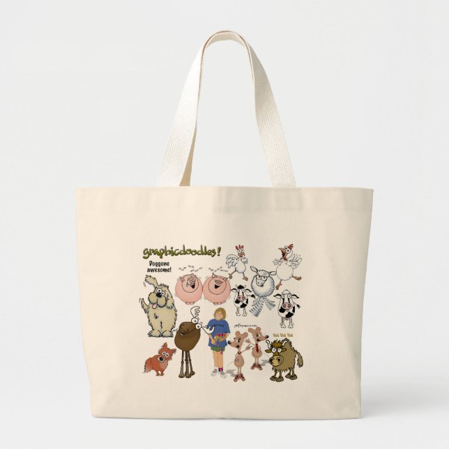 Bolsa Tote Grande Saco da mistura variada de Graphicdoodle (Frente)