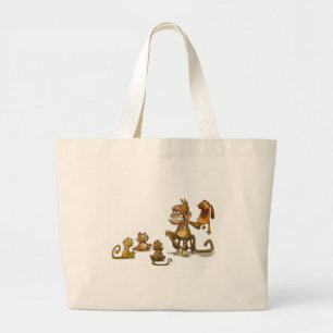 Bolsa Tote Grande Saco da mostra de fantoche do macaco