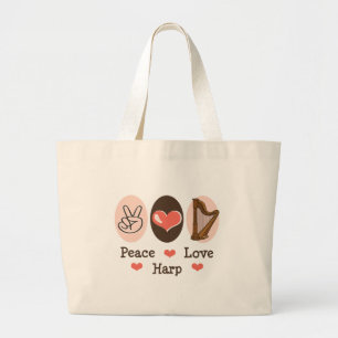 Bolsa Tote Grande Saco da música da harpa do amor da paz