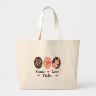Bolsa Tote Grande Saco da música do violino do amor da paz