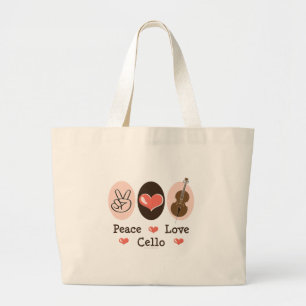 Bolsa Tote Grande Saco da música do violoncelo do amor da paz