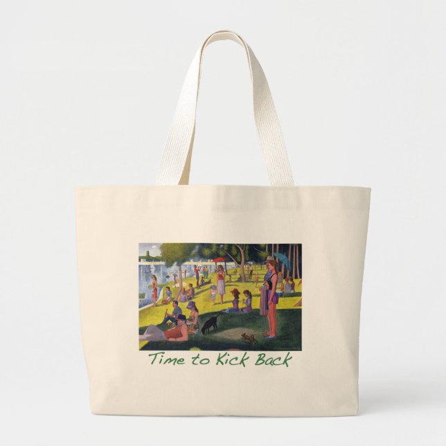 Bolsa Tote Grande Saco da paródia de Seurat (Frente)