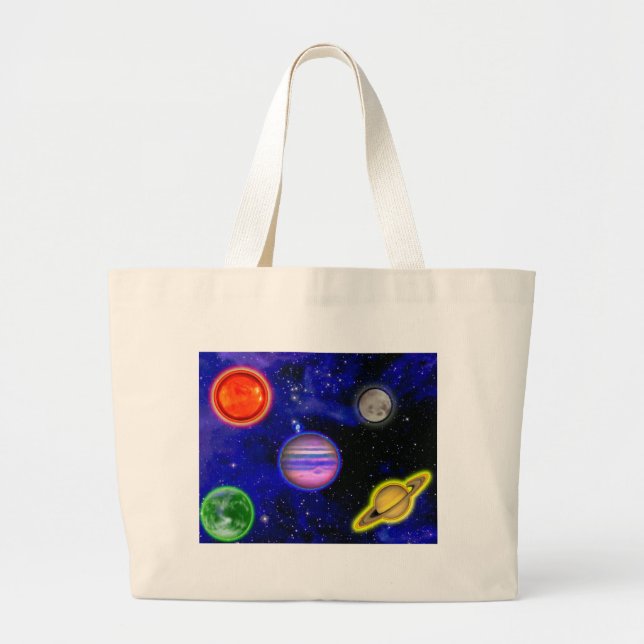 Bolsa Tote Grande Saco da pintura do espaço (Frente)