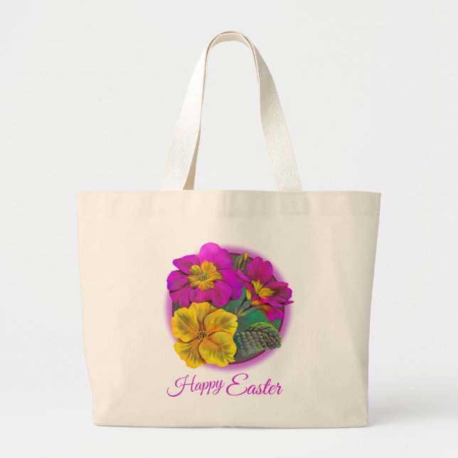 Bolsa Tote Grande Saco de arte de Felz pascoa de primula (Frente)