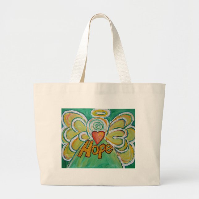 Bolsa Tote Grande Saco de Arte do Anjo Esperança (Frente)