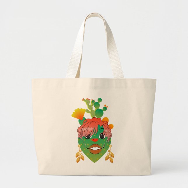 Bolsa Tote Grande Saco de compras Cacti (Frente)