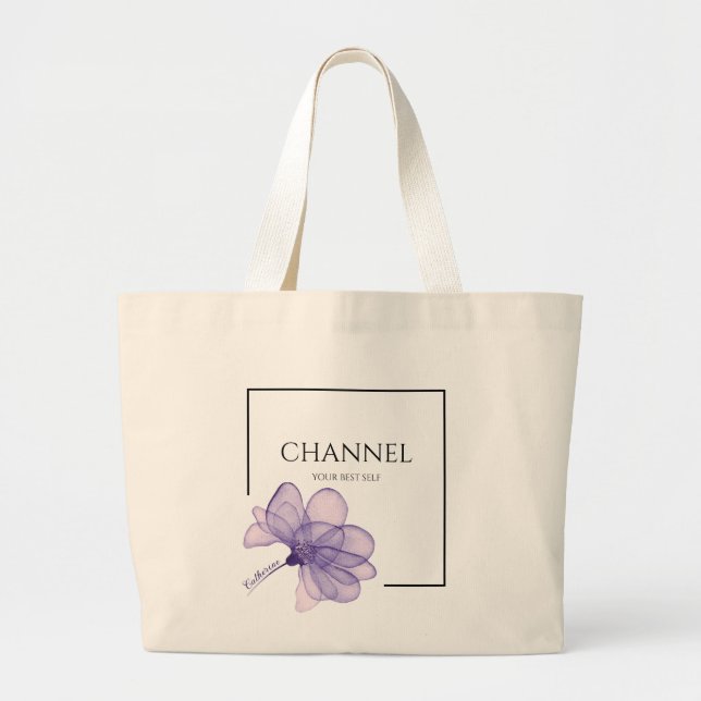 Bolsa Tote Grande Saco de Compras com Citação Inspiradora (Frente)