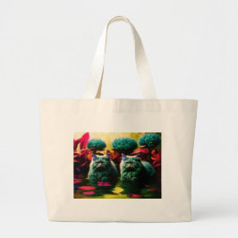 Bolsa Tote Grande Saco de Compras com Ilustração de Gato