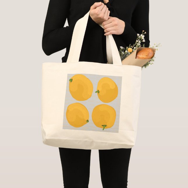 Bolsa Tote Grande Saco de Compras com Laranjas (Frente (produto))