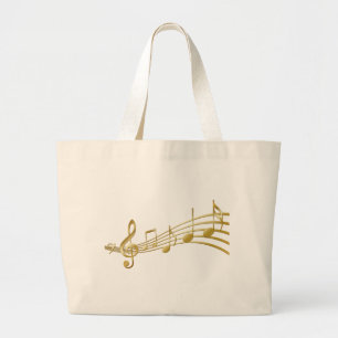 Bolsa Tote Grande Saco de compras com notas musicais