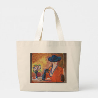 Bolsa Tote Grande Saco de compras com retrato de mulher elegante