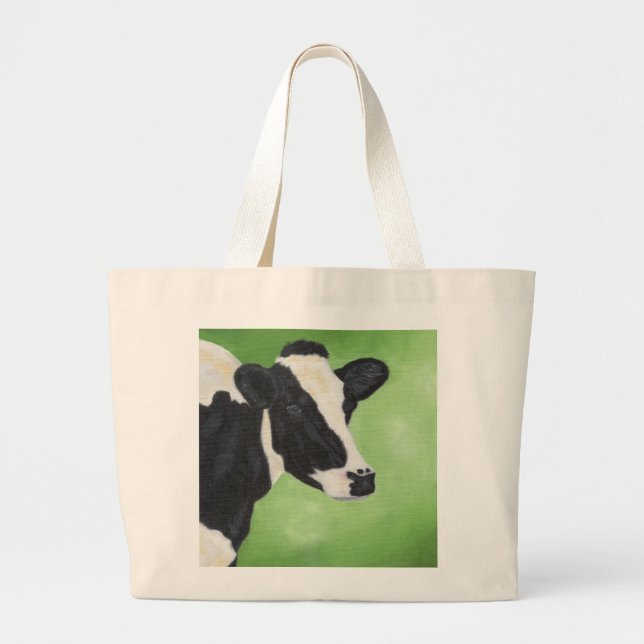 Bolsa Tote Grande Saco de compras da vaca de Holstein (Frente)