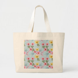 Bolsa Tote Grande Saco de Compras de Flores de Primavera Botânicas C