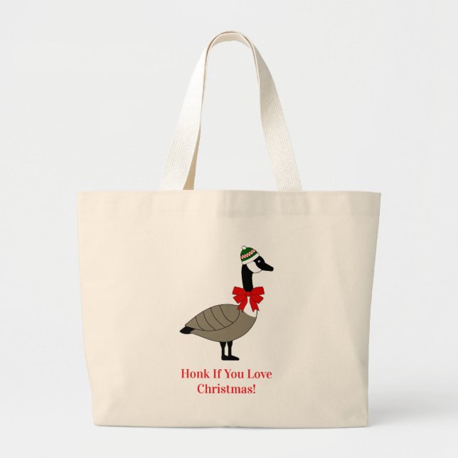 Bolsa Tote Grande Saco de compras de ganso canadense de Natal (Frente)