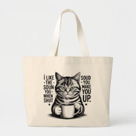 Bolsa Tote Grande Saco de Compras de Gato Sarcástico Engraçado – Eu 