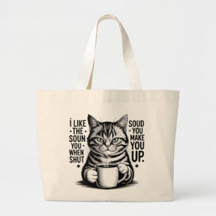 Bolsa Tote Grande Saco de Compras de Gato Sarcástico Engraçado – Eu