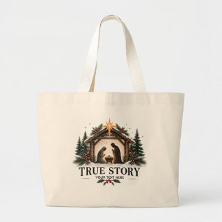 Bolsa Tote Grande Saco de Compras de Natal com História Verdadeira P