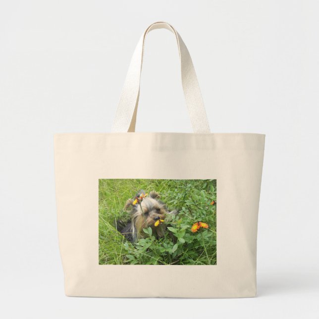 Bolsa Tote Grande Saco de compras de Yorkie (Frente)