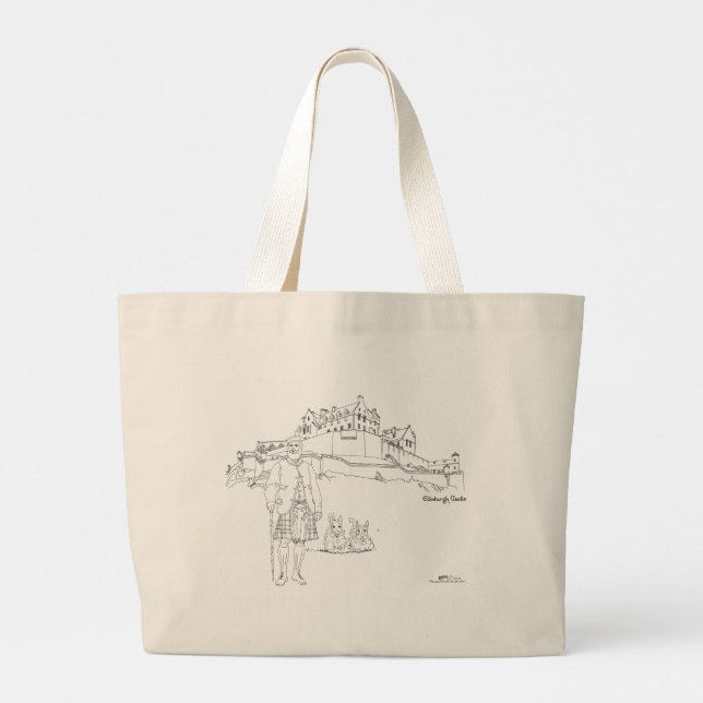Bolsa Tote Grande Saco de compras do Castelo de Edimburgo, Escócia (Verso)