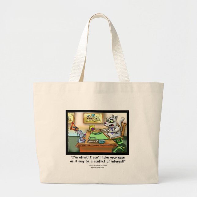 Bolsa Tote Grande Saco de Compras Gato Engraçado & Advogado (Frente)
