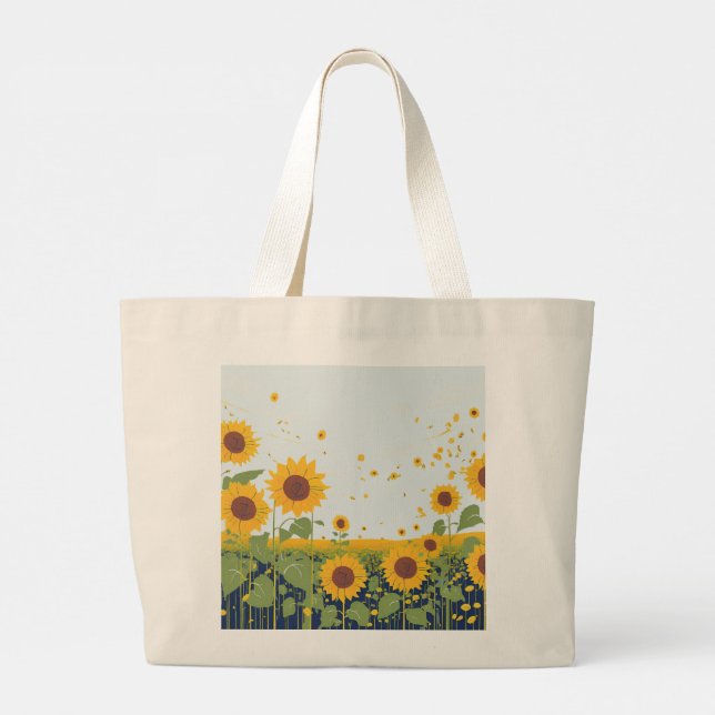 Bolsa Tote Grande Saco de Compras Girassol (Verso)