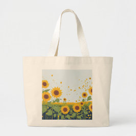Bolsa Tote Grande Saco de Compras Girassol