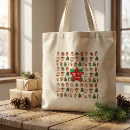 Bolsa Tote Grande Saco de compras natalino com letra moderna rústica
