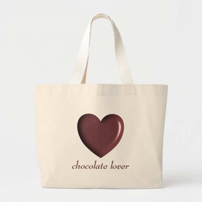 Bolsa Tote Grande Saco de Coração do Chocolate Lover (Frente)