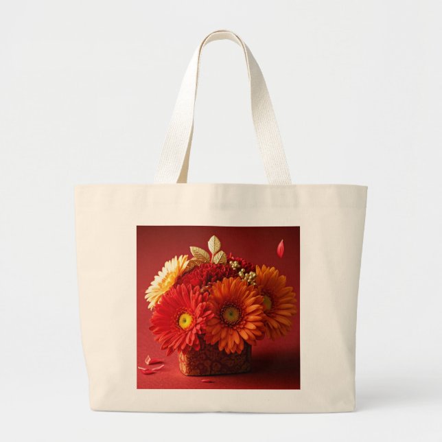 Bolsa Tote Grande Saco de design da flor (Frente)