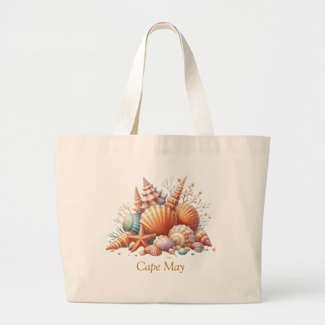 Bolsa Tote Grande Saco de ferramentas da Seashell Personalizado (Frente)