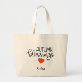 Bolsa Tote Grande Saco de Folha de Coração de Bênçãos de Outono Pers