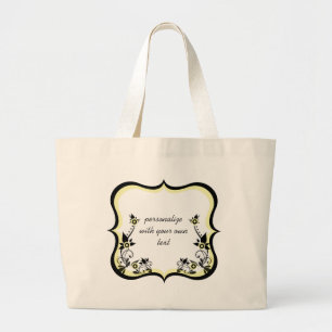 Bolsa Tote Grande Saco de Frame Floral Sassado, Amarelo Claro